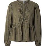 PIECES - PCJolly - Blouse - Donkergroen - Wijde Pasvorm - Lange Mouw