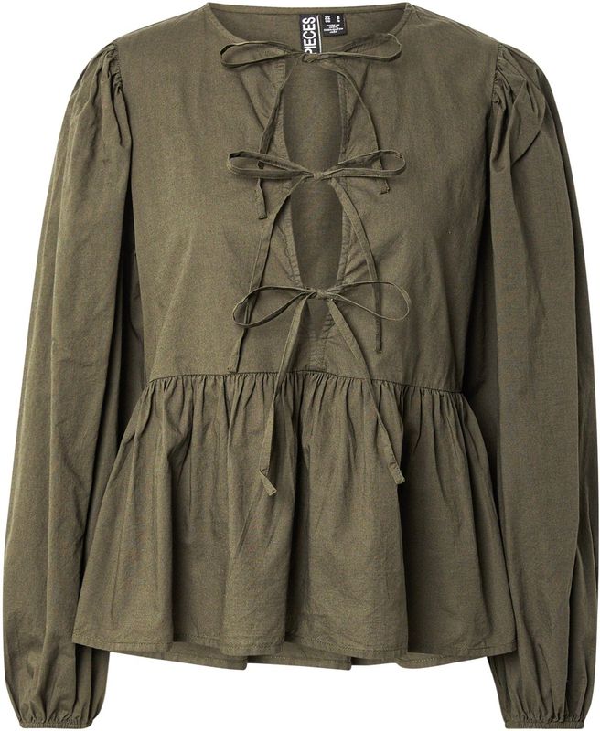 PIECES - PCJolly - Blouse - Donkergroen - Wijde Pasvorm - Lange Mouw