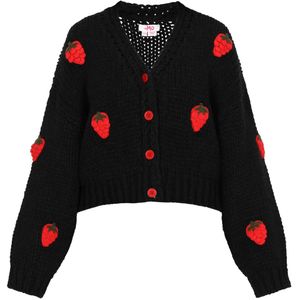 MYMO Gebreid vest 'Young Fashion'  donkergroen / rood / zwart