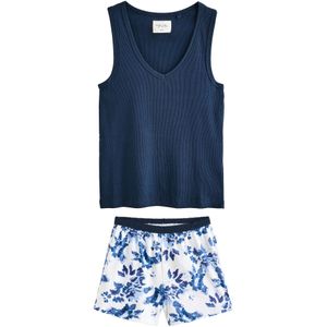 Next Korte pyjama  navy / pastelblauw / wit