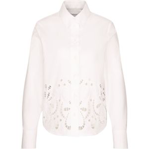 Blouse - Wit - Katoen - Lange Mouwen - Overhemdkraag