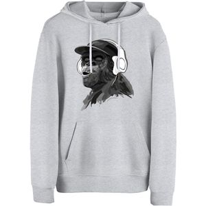 Cotton Prime Sweatshirt 'Monkey Mit DJ-Kopfhörer'  grijs / antraciet / wit