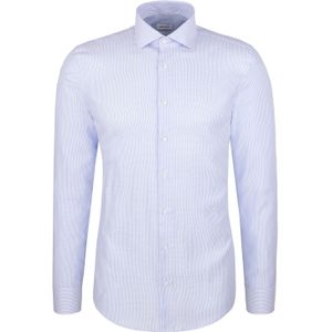 Seidensticker - Businessoverhemd - Middenblauw - Regular 1/1 Kentkraag Structuur