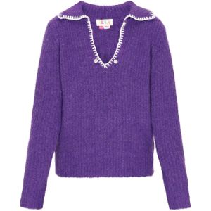 IZIA Oversized trui  donkerlila / wit