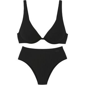 Beugelbikini - Zwart - Gestructureerd - Verwijderbare Softcups