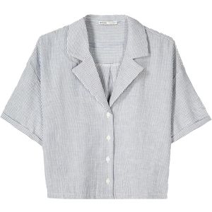 Bershka Blouse  donkerblauw / wit