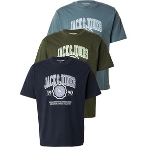 JACK & JONES Shirt 'JJMAKO'  navy / lichtblauw / olijfgroen / wit