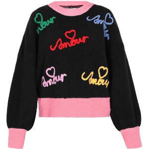 MYMO Oversized trui 'Young Fashion'  geel / oudroze / rood / zwart