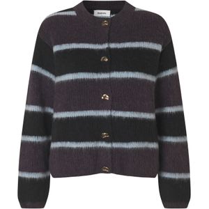 modström Gebreid vest 'Rafael'  lichtgrijs / aubergine / zwart