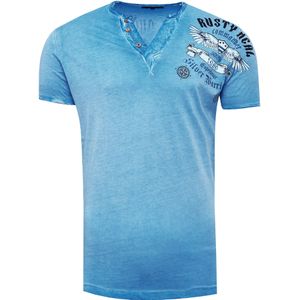 Rusty Neal Shirt  lichtblauw / wit