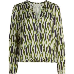 Cartoon Blouse  beige / navy / geel / olijfgroen