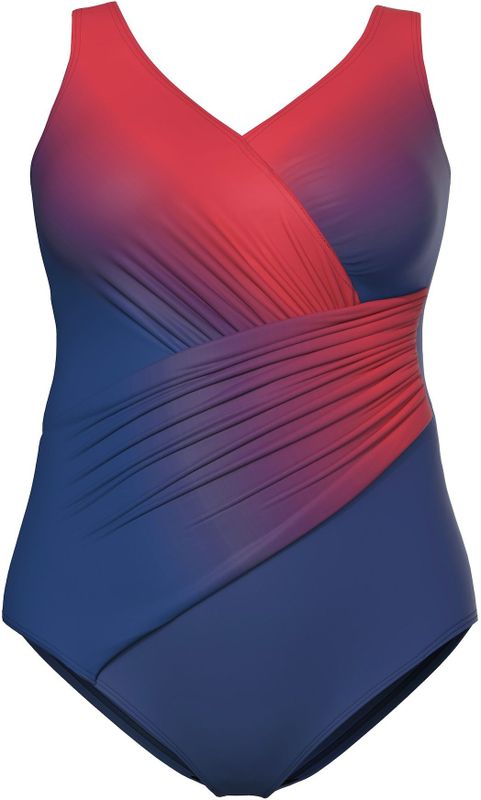 Ulla Popken Badpak  indigo / donkerblauw / rood