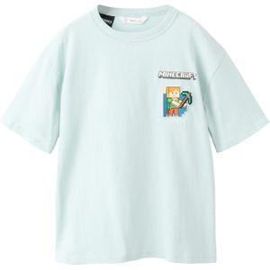 MANGO KIDS Shirt 'MINECLUB'  azuur / pastelblauw / lichtbruin / wit