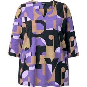 Ulla Popken Shirt  beige / lila / zwart