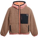 Superdry Fleece jas  donkerbeige / koraal / zwart