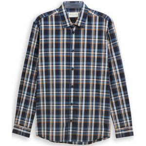 TOM TAILOR Overhemd  navy / lichtblauw / donkeroranje