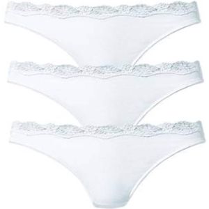 Lascana String - Slips - Wit - Elastische Katoen met Kant - 3 Stuks