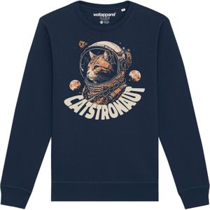 Watapparel Sweatshirt 'Catstronaut'  navy / oranje / wit