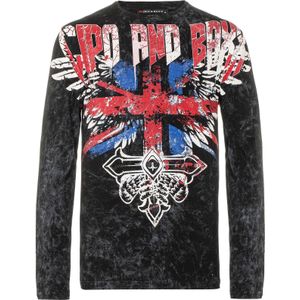 CIPO & BAXX Shirt  blauw / cranberry / zwart / wit