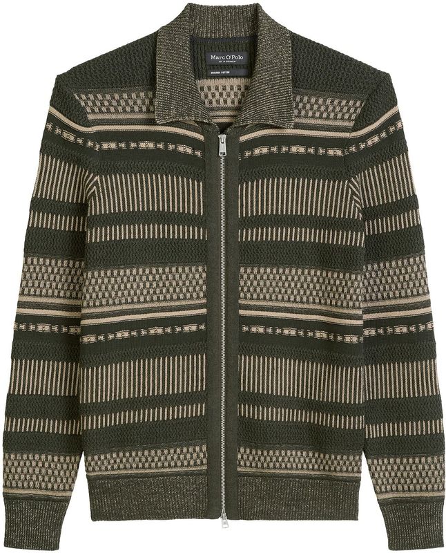 Marc O'Polo - Gebreid Jack - Katoenmix - Heren - Two-tone/gestructureerd