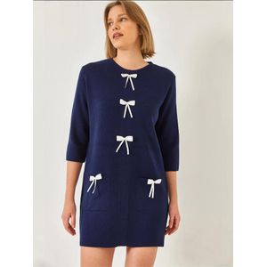 Bianco Lucci Gebreide jurk  marine / wit