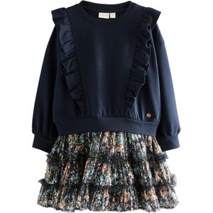 LAURA ASHLEY Jurk  navy / oranje / wit