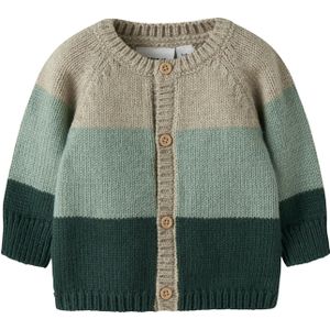 NAME IT Gebreid vest 'NBMNOLLER'  sand / mintgroen / donkergroen