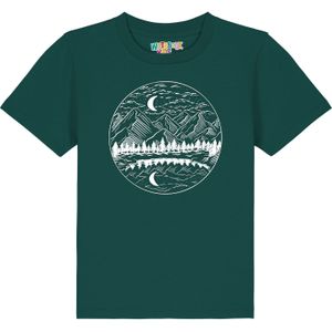 watabout.kids Shirt 'Mountains By Night'  donkergroen / wit