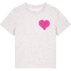 Watapparel Shirt ' Pink Heart '  grijs gemêleerd / pink