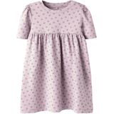 Jurk - All-over Print - Ribgebreid - Korte Mouwen - Ronde Hals