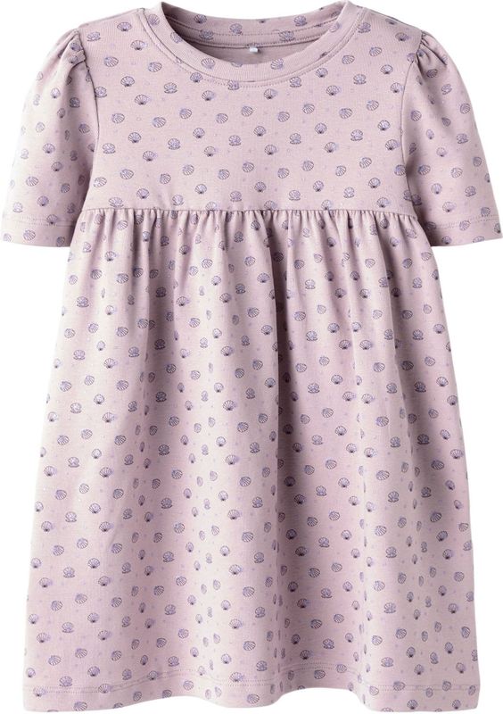 Jurk - All-over Print - Ribgebreid - Korte Mouwen - Ronde Hals