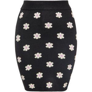 swirly Rok  lila / zwart / wit