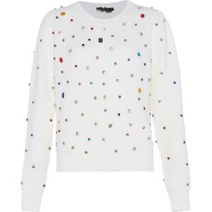 faina Trui  turquoise / lichtblauw / rood / wolwit