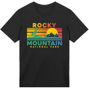 F4NT4STIC Shirt 'US National Parks Rocky Mountain Sunset'  gemengde kleuren / zwart