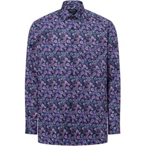 Andrew James Overhemd  marine / donkerroze / wit