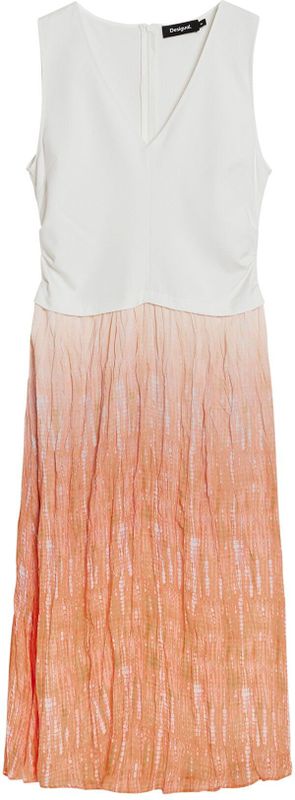 Desigual - Jurk - Oranje/Wit - 3/4 Lengte - Mouwloos