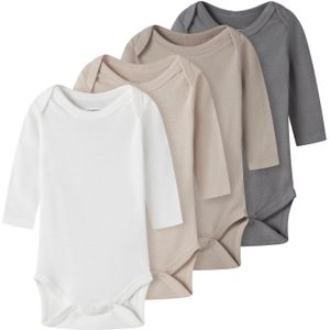 TWO SOON Rompertje/body  grijs / taupe / wit