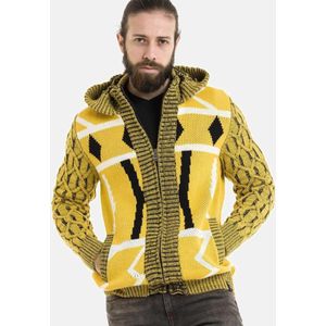 CIPO & BAXX Gebreid vest  geel / zwart / wit