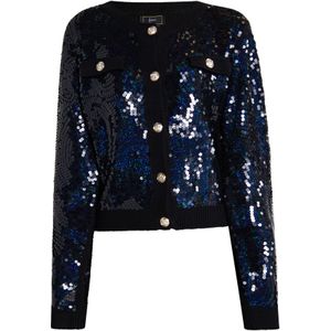 faina Gebreid vest 'Minya'  kobaltblauw / zwart