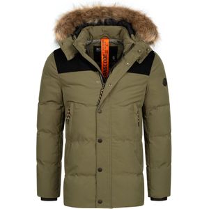 INDICODE JEANS Winterparka 'Hexyl'  lichtbruin / kaki / zwart