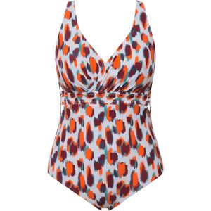 Ulla Popken Badpak  lichtblauw / groen / oranje / donkerrood