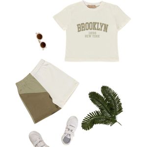 For You Moda Set  crème / kaki / olijfgroen