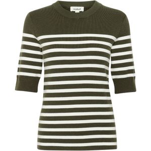 SOAKED IN LUXURY Trui 'Spina'  donkergroen / wit