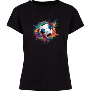 F4NT4STIC Shirt 'Bunte Fußball Grafik'  petrol / lichtoranje / zwart / wit