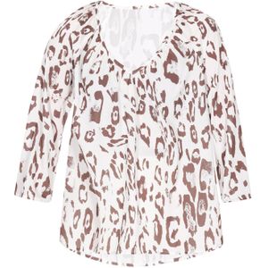 faina Blouse 'Fashion Look'  mokka / wit