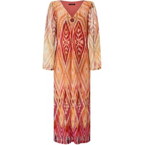 Ana Alcazar Jurk 'Zibaly'  beige / cognac / kersrood