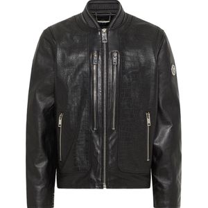 Carlo Colucci - Leren Jas - Zwart - Krokodillenstijl