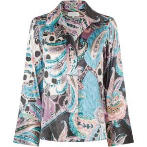 Dea Kudibal Blouse 'Janet'  lichtblauw / groen / rosa / zwart