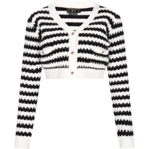 faina Gebreid vest  zwart / offwhite