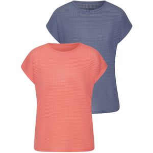 Vivance - Shirt - Abrikoos/Indigo - Korte Mouwen - Set van 2